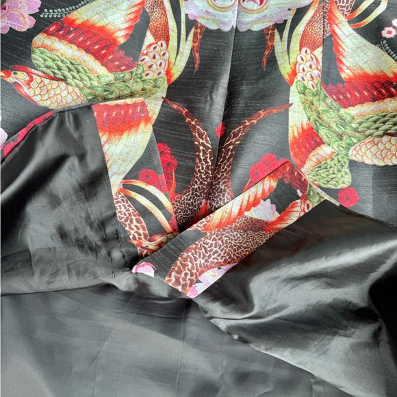 Anthropologie Payal Pretap Black Floral Satin Sleeveless Dress w. Zipper Back - Picture 5 of 8